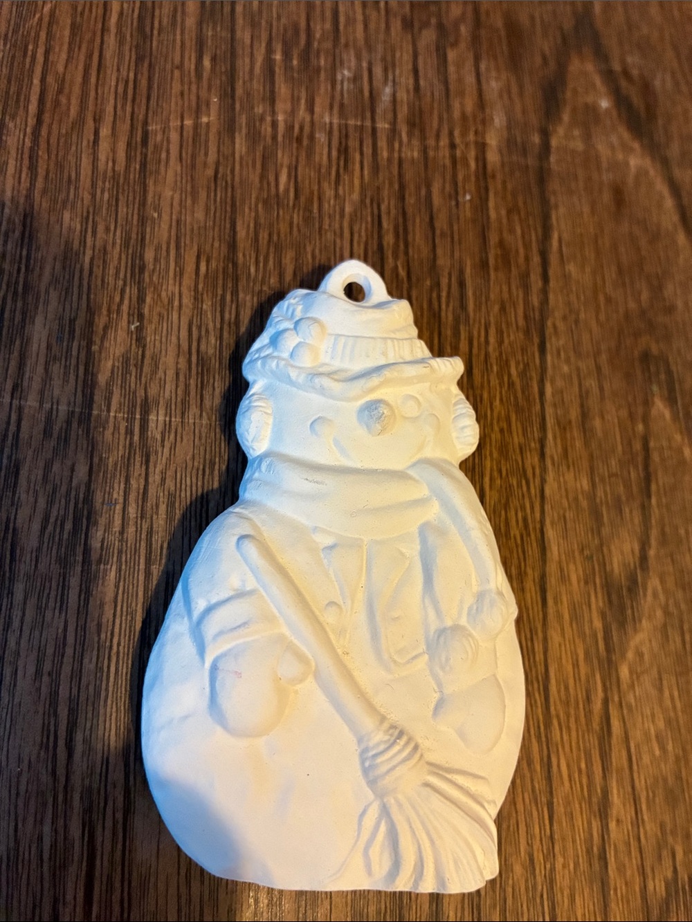 White Ceramic Snowman Ornament